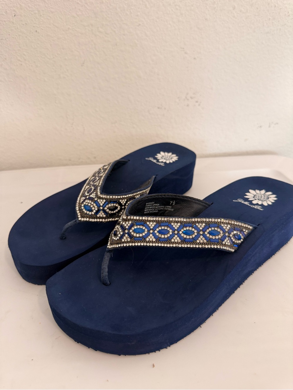 Yellowbox Embellished Platform Chunky Flip Flops